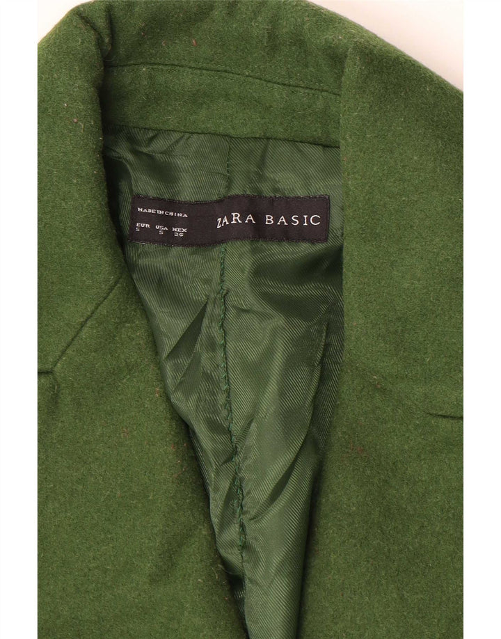 Zara Damen Zweireihiger Mantel UK 10 Small Grün