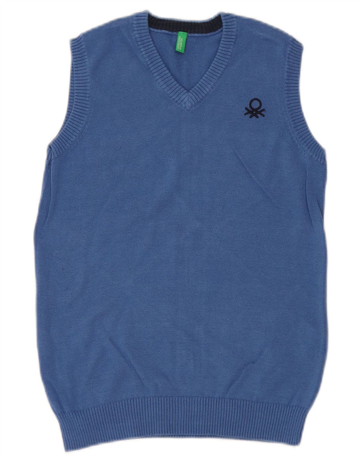 BENETTON Tanktop für Jungen, 8–9 Jahre, groß, blaue Baumwolle