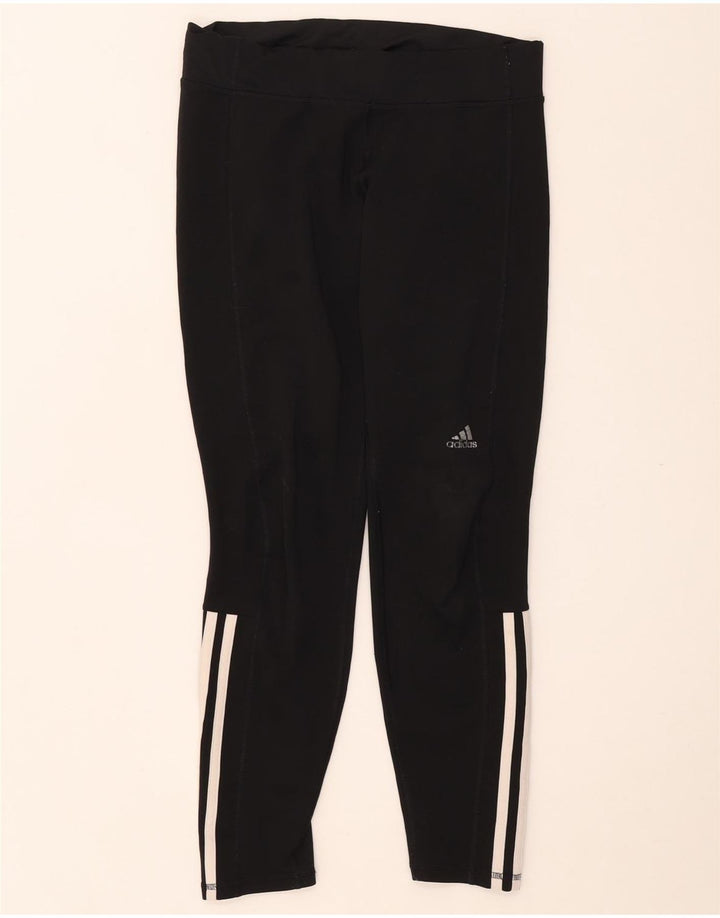 ADIDAS Damen Leggings UK 12/14 Medium Schwarz Polyester