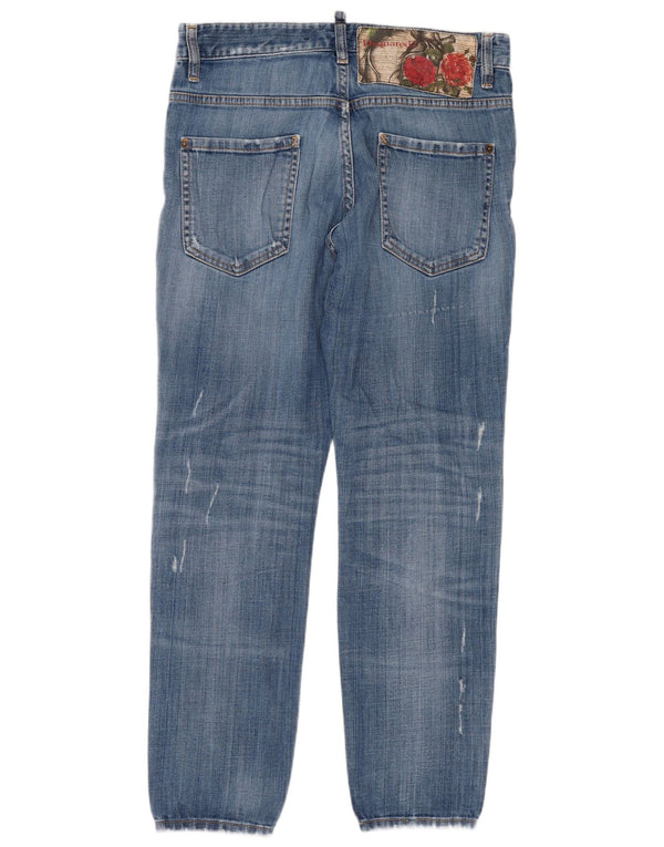 Dsquared2 Damen Distressed Crop Slim Jeans IT 48 XL W32 L27 Blaue Baumwolle