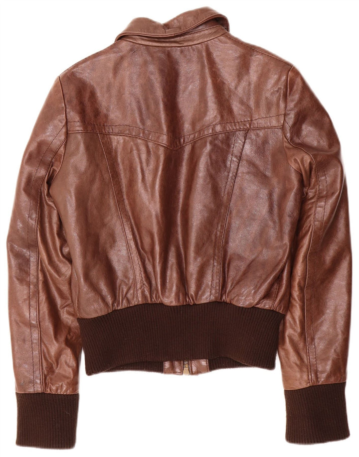 Conbipel Damen Bomber-Lederjacke IT 44 Mittelbraun