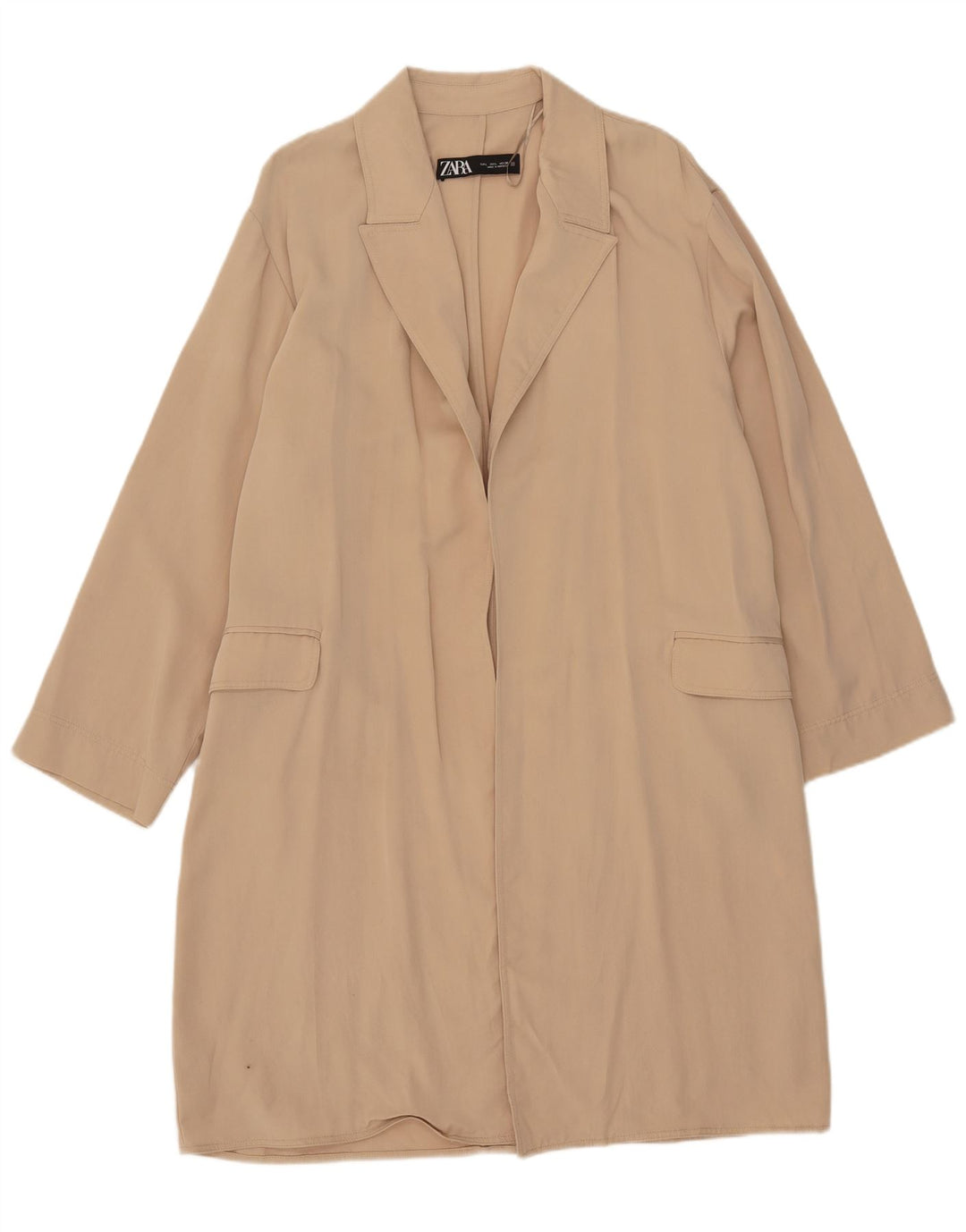 Zara Damen Mantel UK 16 Large Beige Lyocell