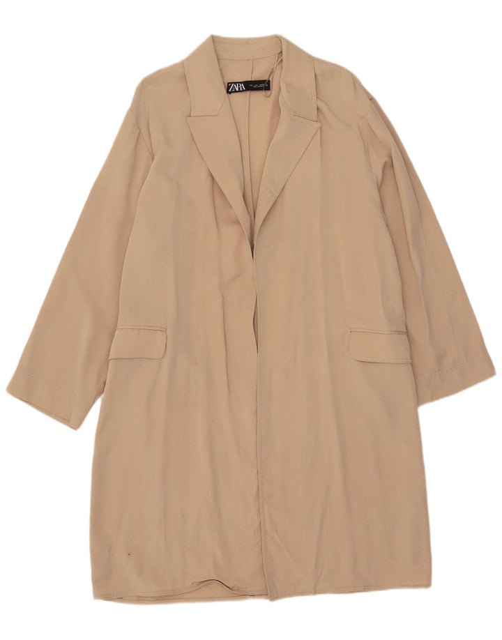 Zara Damen Mantel UK 16 Large Beige Lyocell