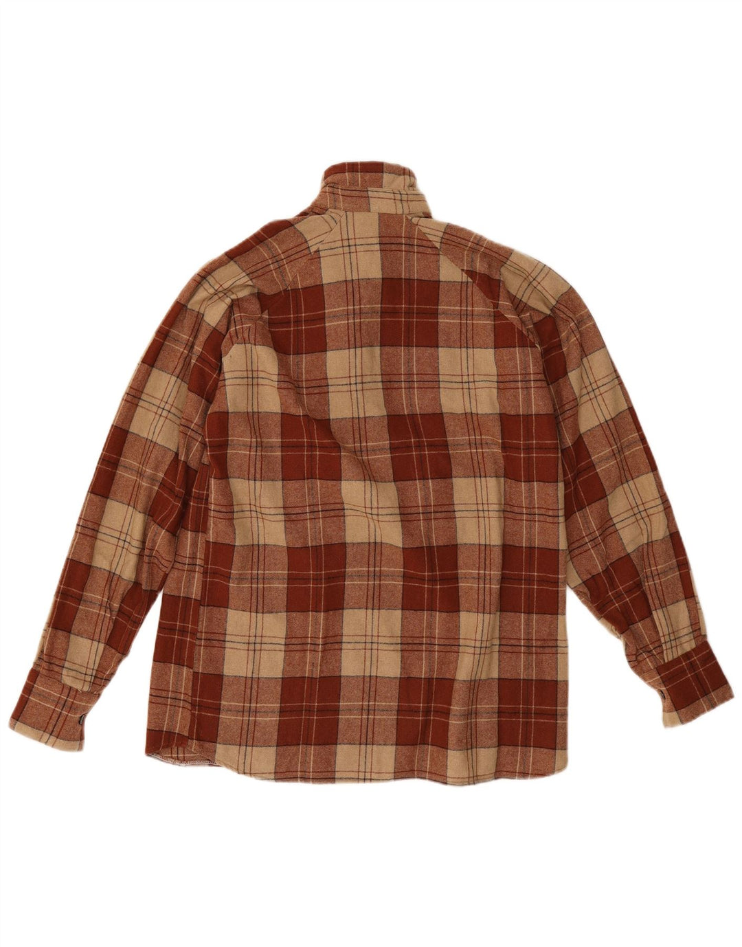 Vintage Herren Pullover Flanellhemd Mittelbraun kariert
