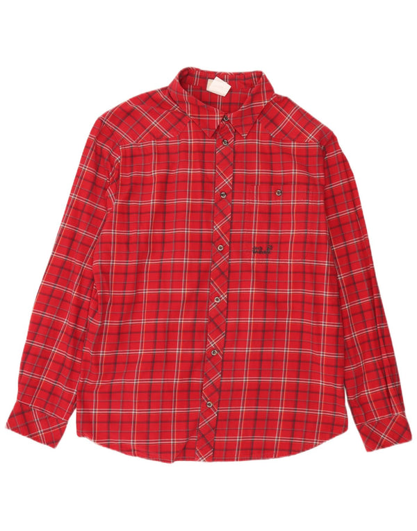 Jack Wolfskin Herren-Flanellhemd, UK 44/46, XL, rot kariert, Baumwolle