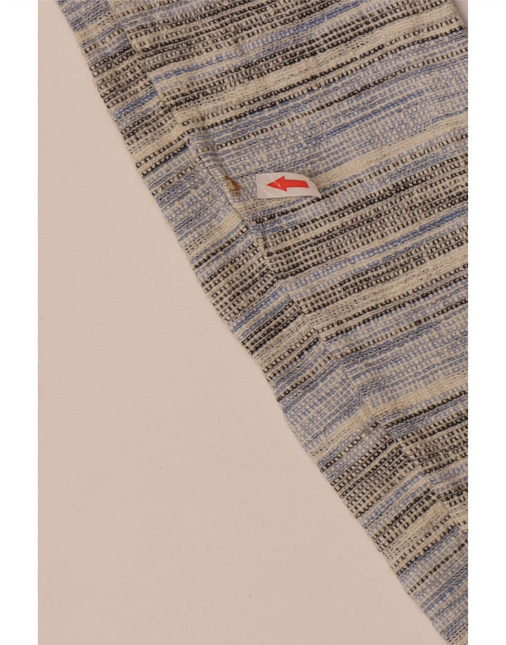 Oasis Damen Top Langarm UK 10 Small Blau gestreift Baumwolle