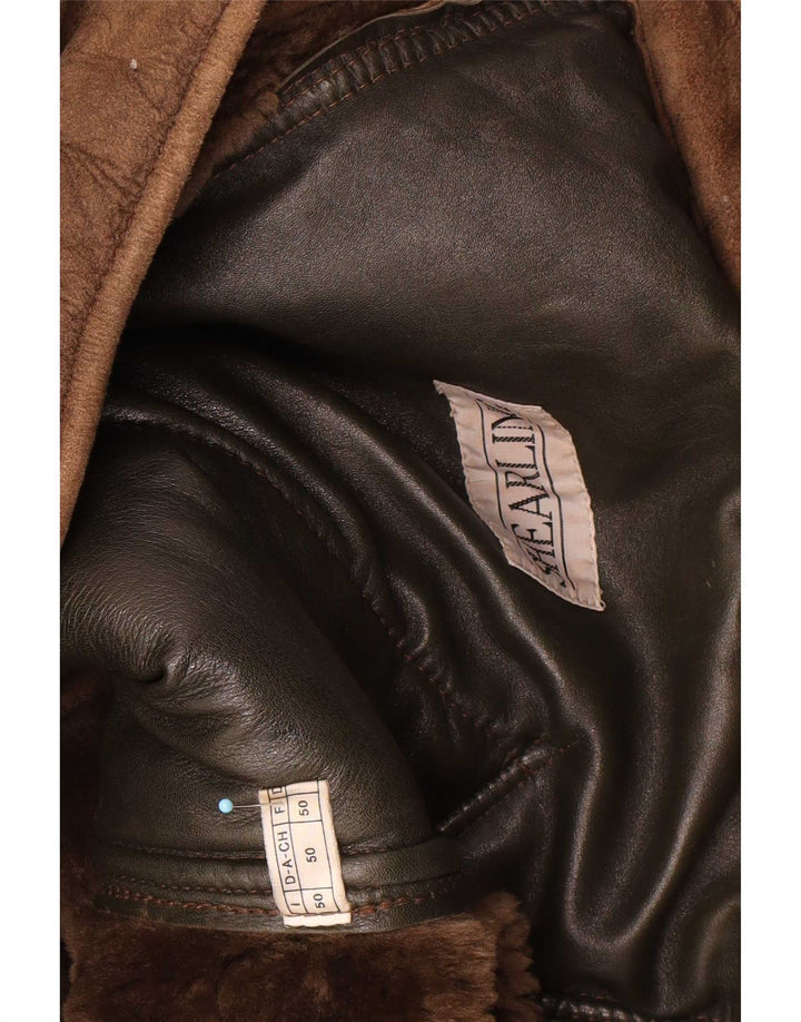 Vintage Herren Shearling Jacke IT 50 Large Braun