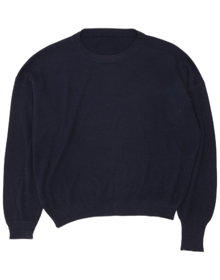Vintage Herren Pullover mit U-Boot-Ausschnitt XL Marineblau