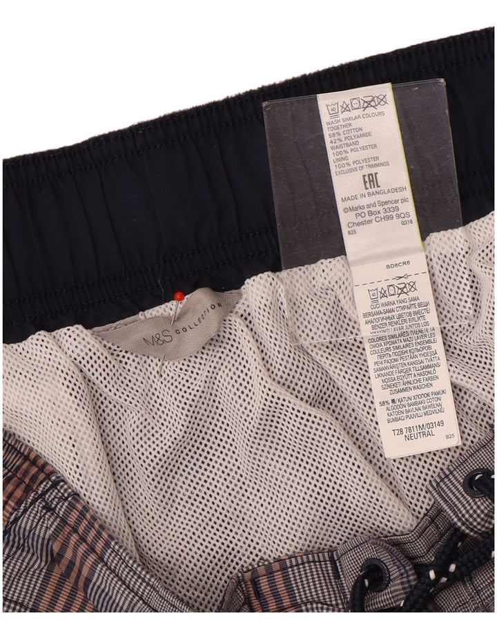 Marks & Spencer Herren Cargo-Badeshorts, groß, grau kariert, Baumwolle