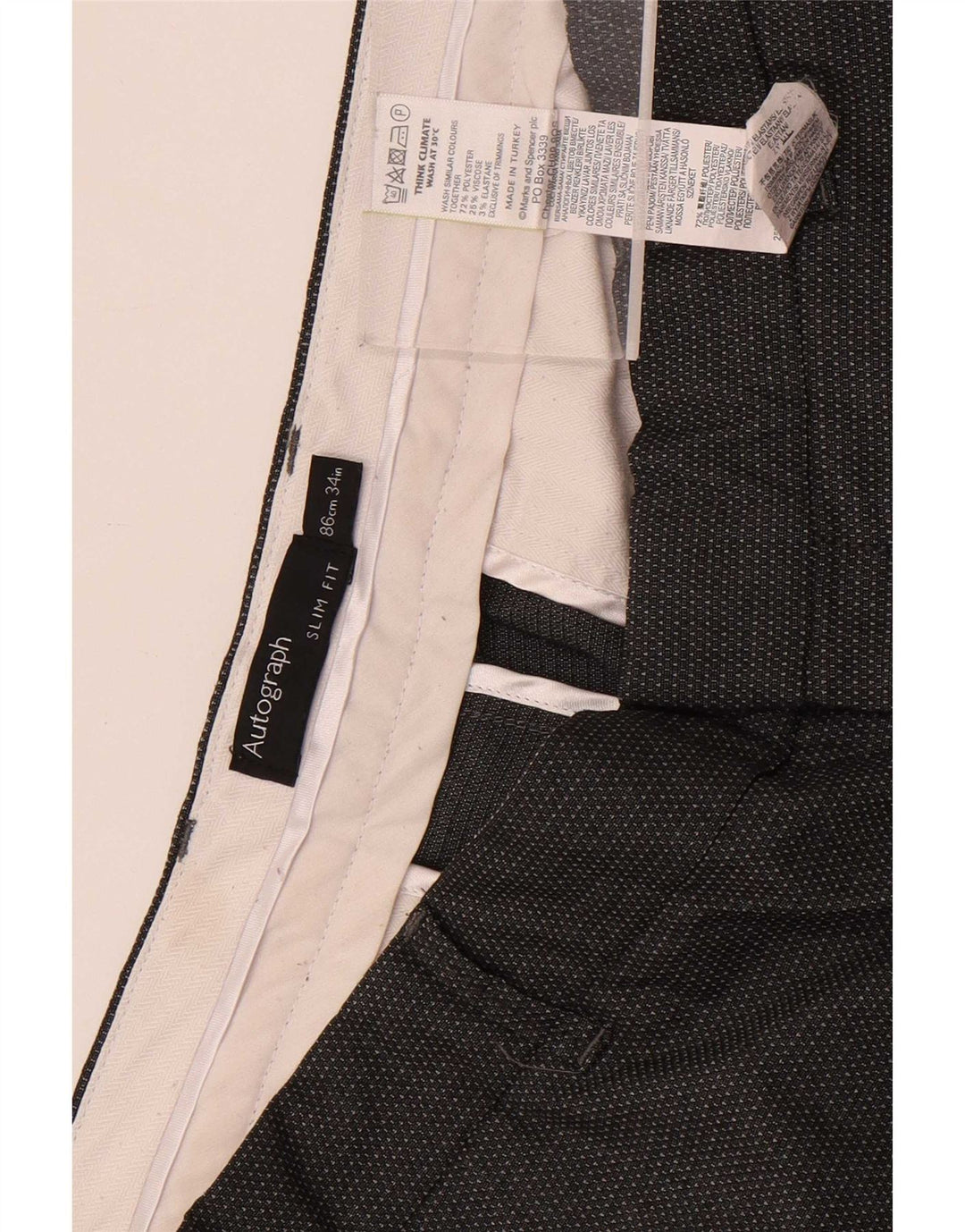 Marks & Spencer Herren-Chinoshorts mit schmaler Passform, W34, großes grau geflecktes Polyester