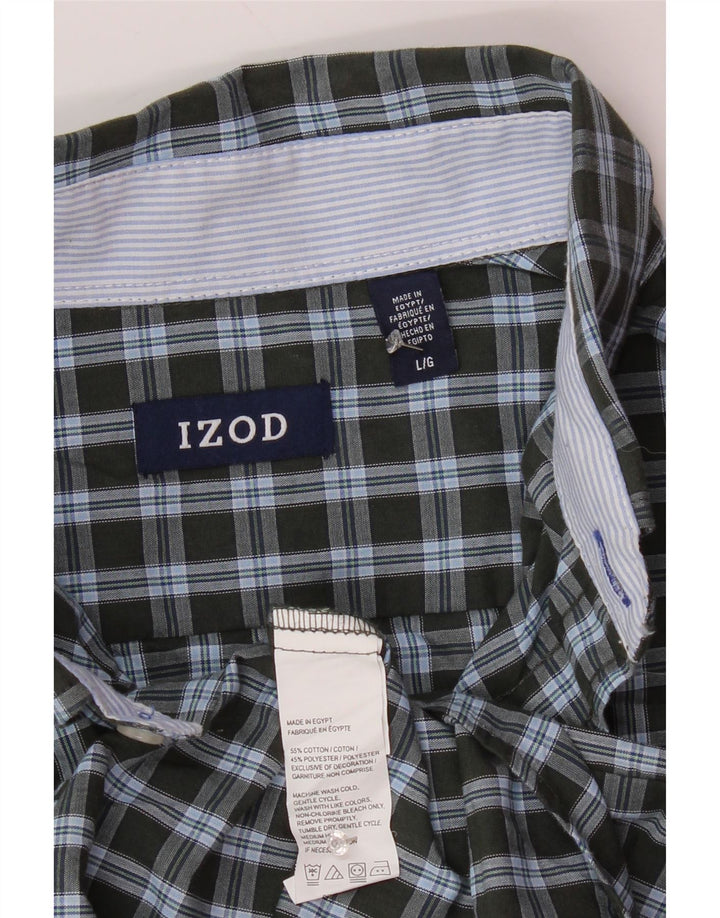 IZOD Herrenhemd, groß, Khaki, Gingham-Baumwolle