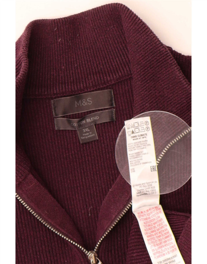 Marks & Spencer Herren-Pullover mit Reißverschluss am Hals, 3XL, Burgunderrot, Polyester