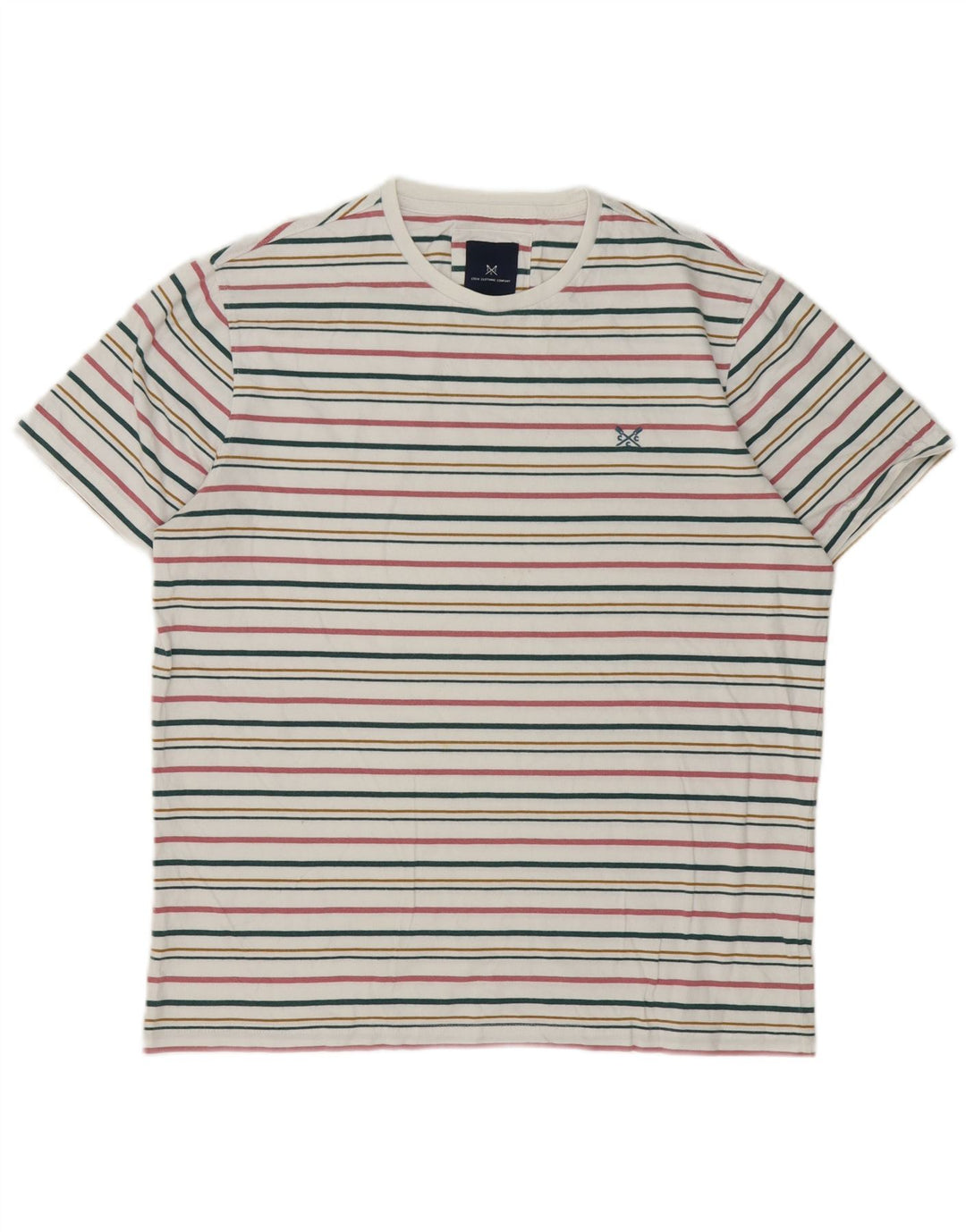 Crew Clothing Herren-T-Shirt-Oberteil, groß, mehrfarbig, gestreift, Baumwolle
