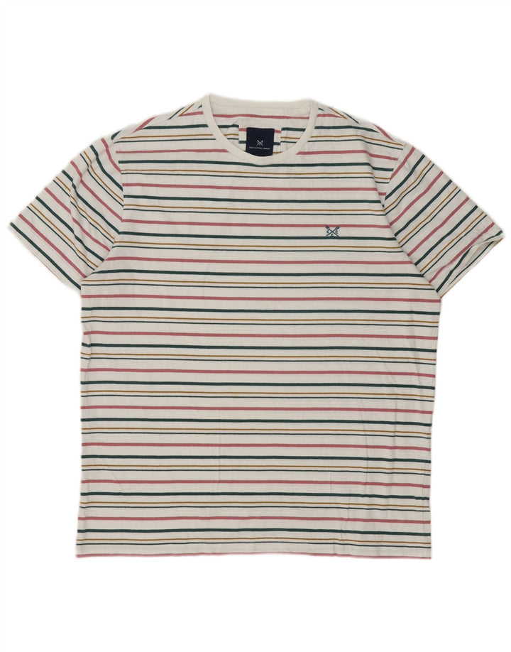 Crew Clothing Herren-T-Shirt-Oberteil, groß, mehrfarbig, gestreift, Baumwolle