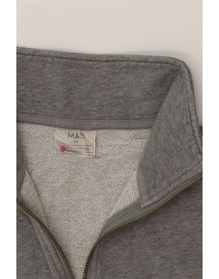 Marks & Spencer Herren-Sweatshirt mit Reißverschluss am Hals, mittelgraue Baumwolle