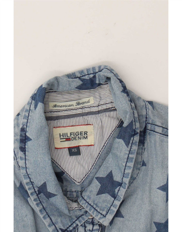 Tommy Hilfiger Damen-Jeanshemd mit abstraktem Muster, UK 6, XS, Blau