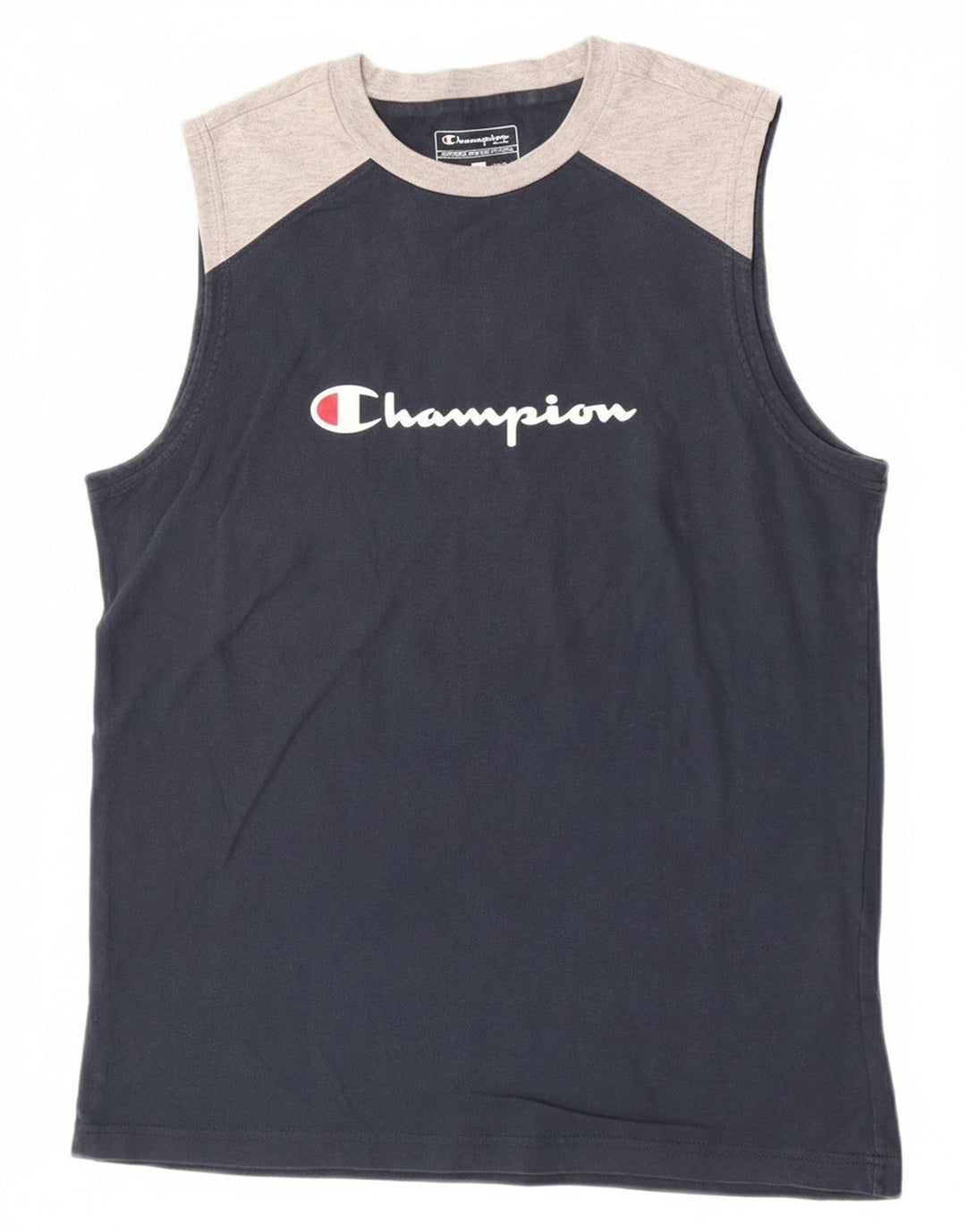 Champion Herren-Unterhemd mit Grafik, groß, marineblau, Colourblock-Baumwolle