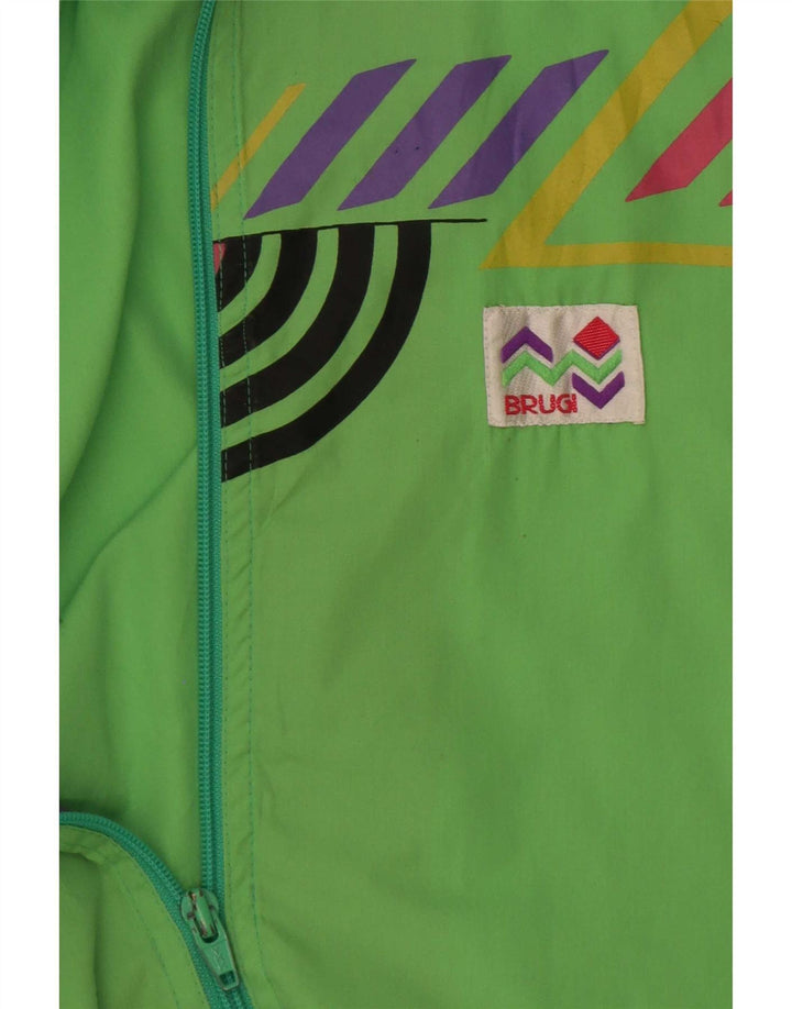 Brugi Herren-Trainingsanzugoberteil mit lockerer Passform, groß, grün, Farbblock-Polyester