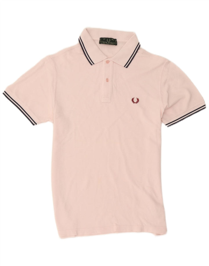 Fred Perry Herren-Poloshirt aus mittelrosa gestreifter Baumwolle