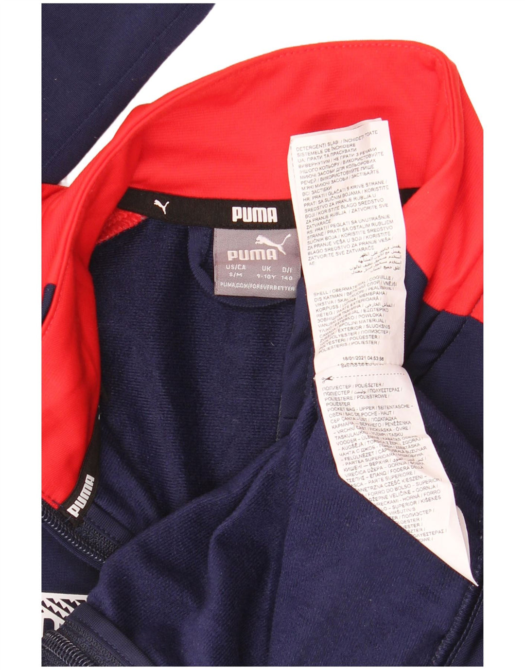 Puma Jungen Grafik-Trainingsanzug-Top-Jacke, 9–10 Jahre, Marineblau, Farbblock