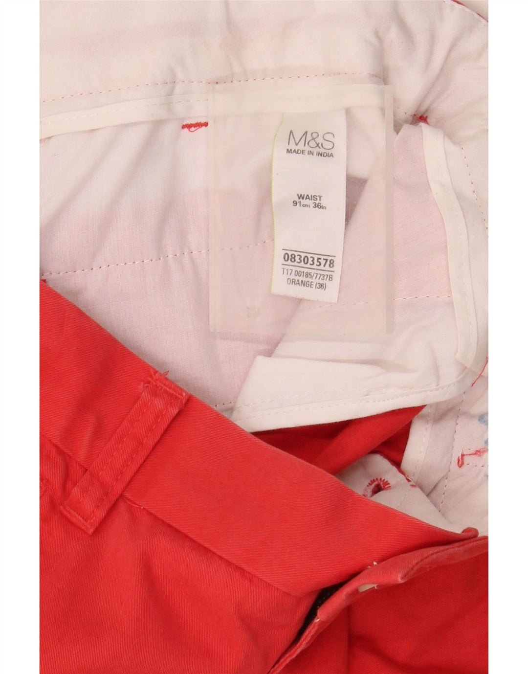 Marks & Spencer Herren Chinoshorts W36 Large Orange Baumwolle