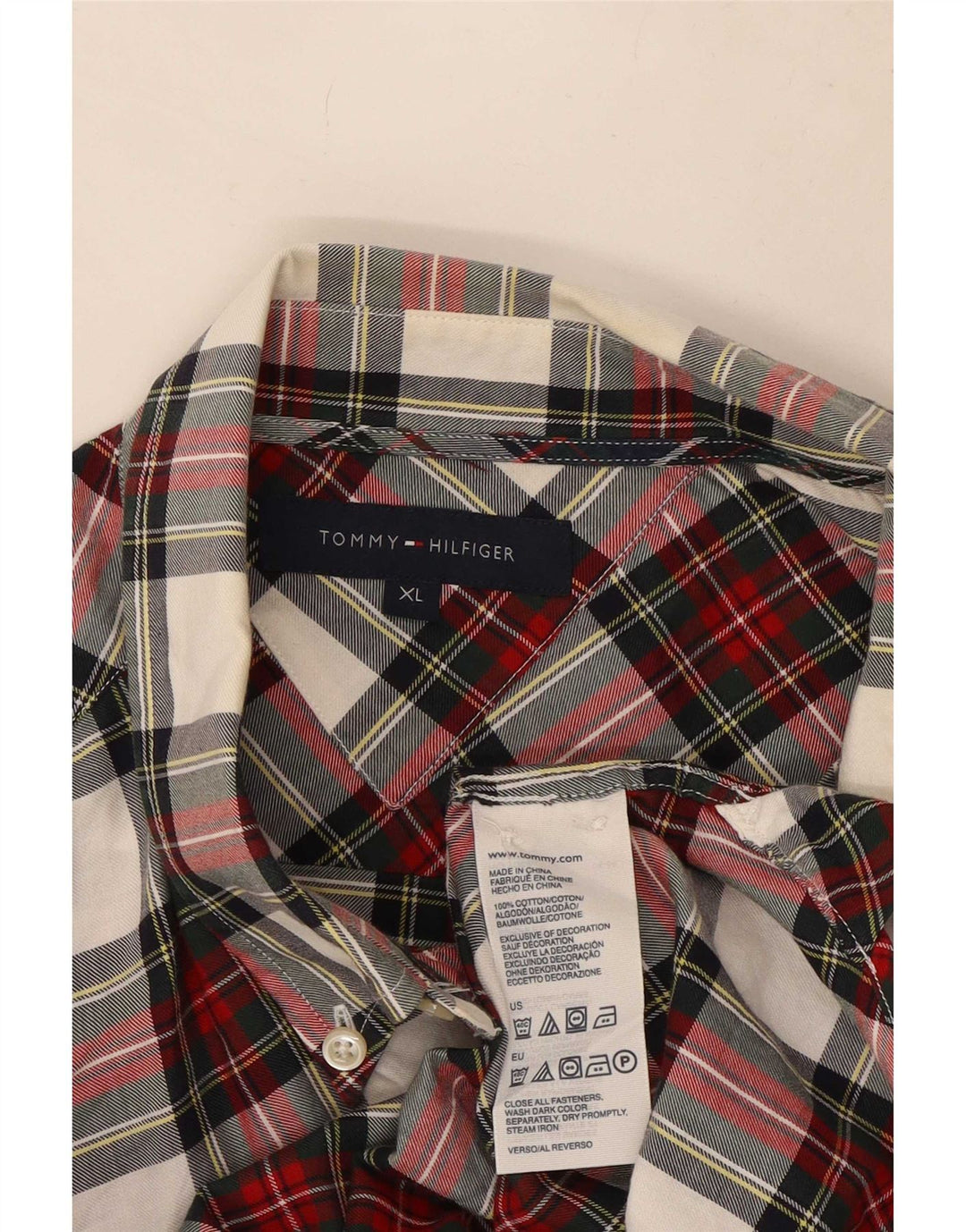 Tommy Hilfiger Herren-Flanellhemd XL, rot kariert, Baumwolle