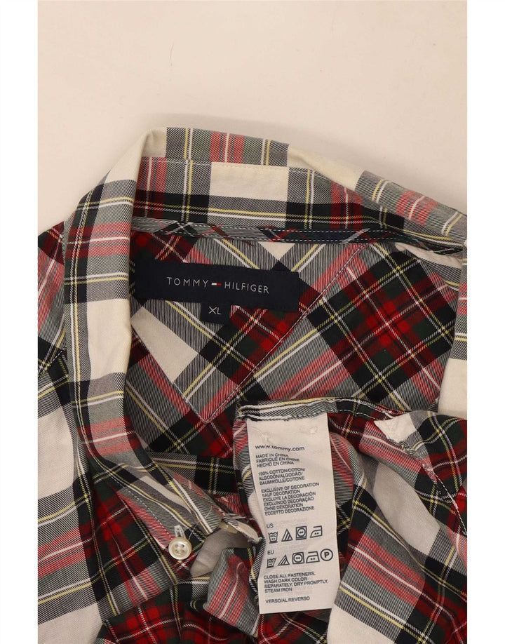 Tommy Hilfiger Herren-Flanellhemd XL, rot kariert, Baumwolle