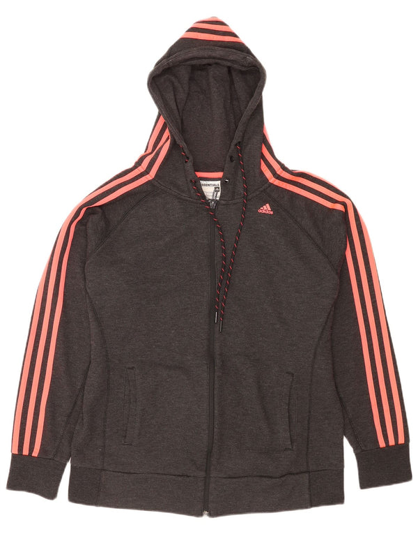Adidas Damen Climalite Zip Hoodie Pullover UK 16/18 Large Grau Polyester