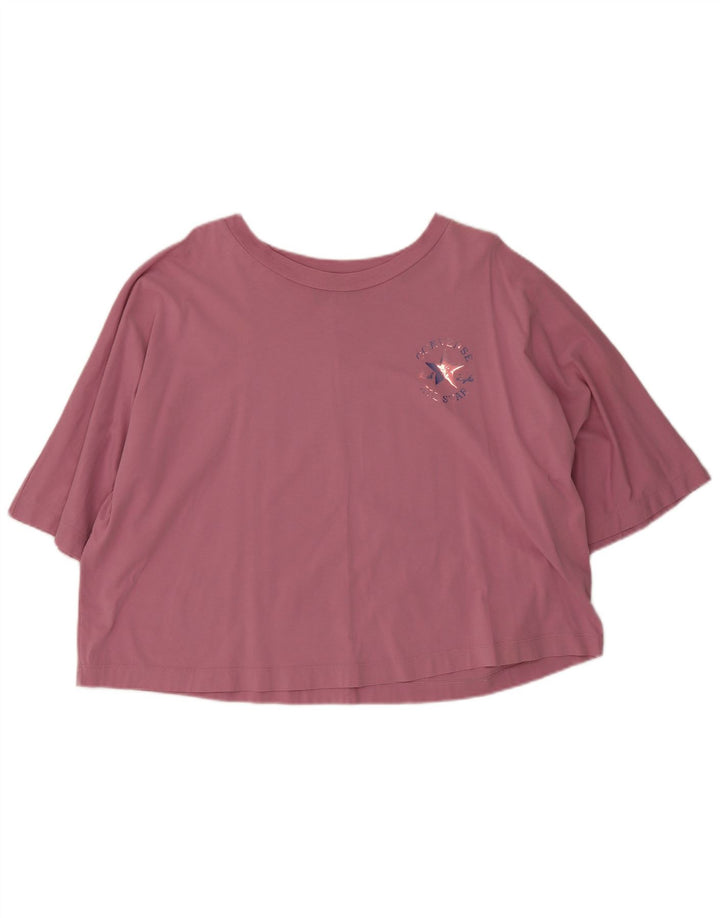 Converse Damen Übergroßes T-Shirt Top UK 10 Small Rosa Baumwolle