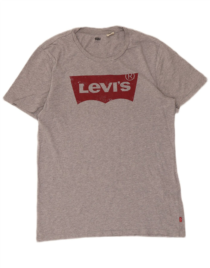 Levi's Herren-T-Shirt mit Grafik, Größe S, grau gesprenkelte Baumwolle