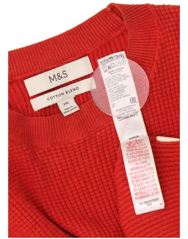 Marks & Spencer Herren-Pullover mit Rundhalsausschnitt, 2XL, rot, Polyester