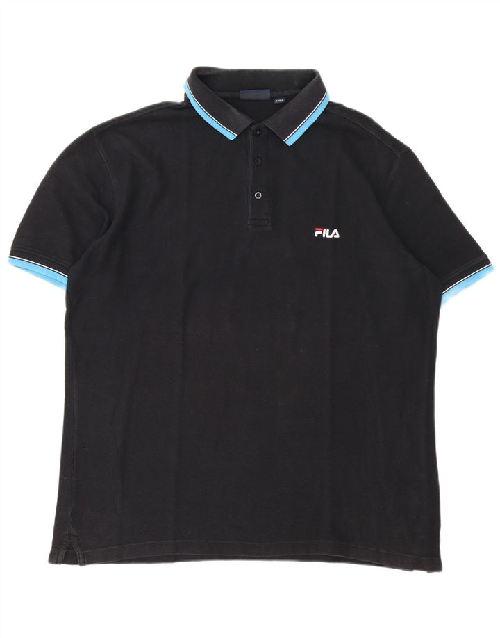 Fila Herren Poloshirt IT 52 Large Schwarz Baumwolle