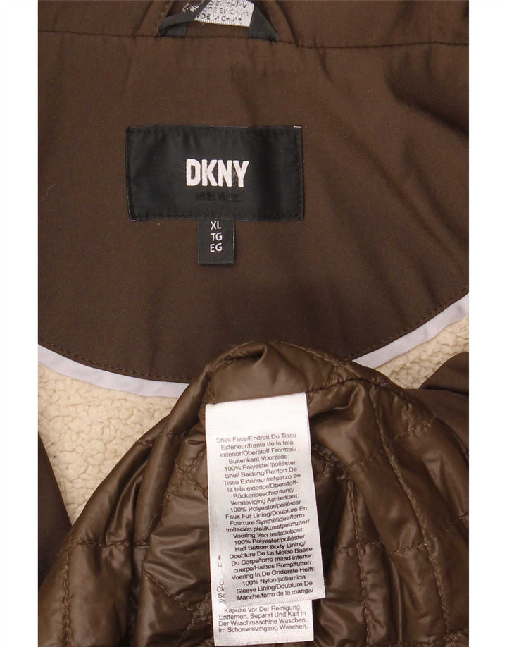 Dkny Damen Sherpa Mantel UK 18 XL Braun Polyester