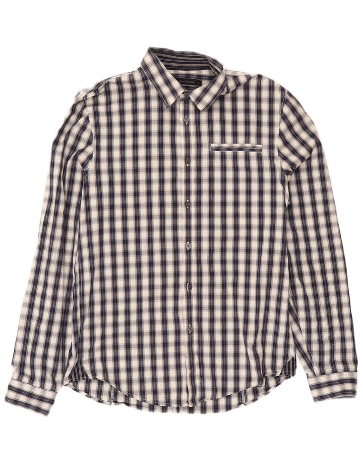 Calvin Klein Jeans Herren-Grafikhemd, groß, grau kariert, Baumwolle