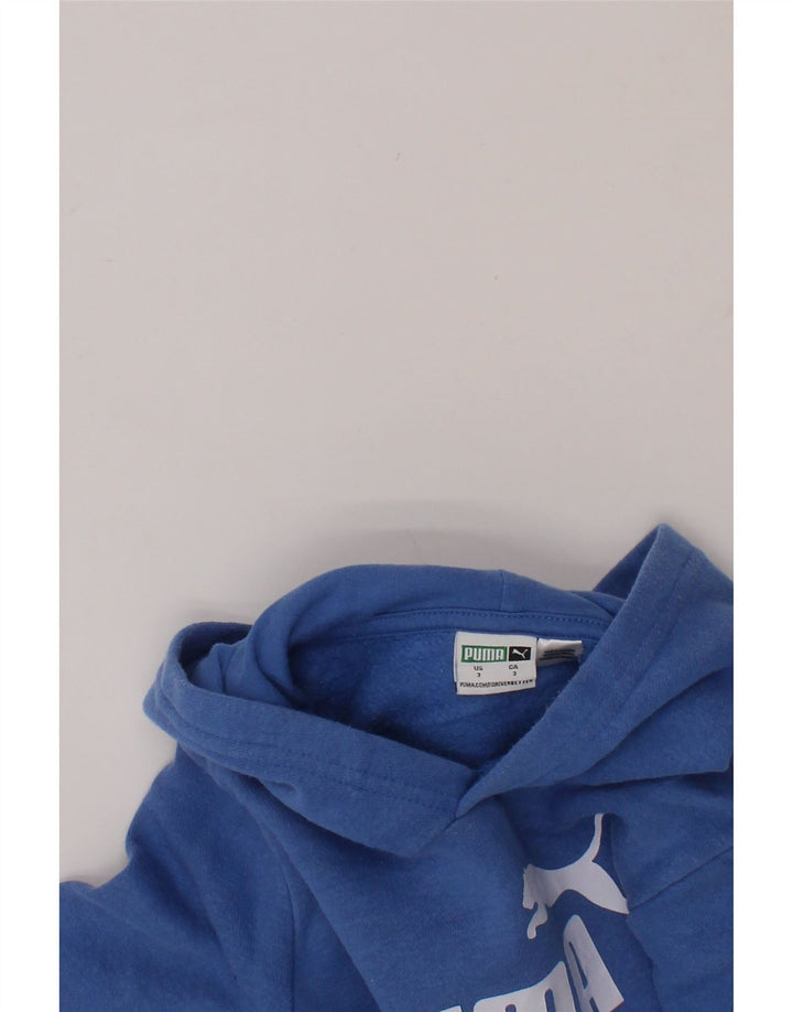 PUMA Boys Graphic Hoodie Jumper 2-3 Years Blue Cotton Vintage Puma and Second-Hand Puma from Messina Hembry 