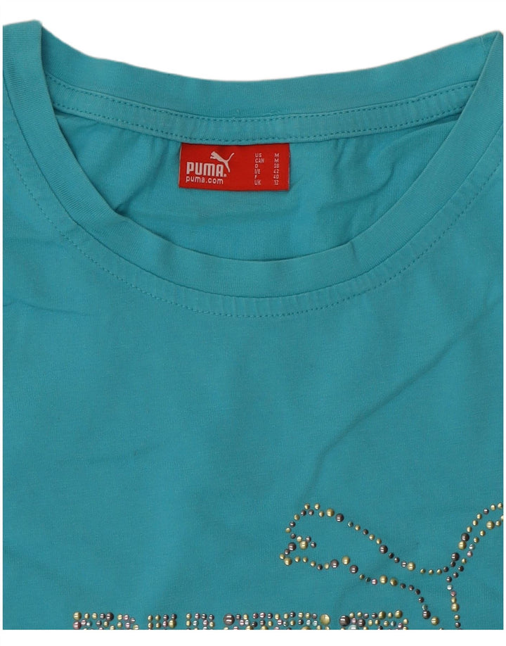Puma Damen Graphic T-Shirt Top UK 12 Mittelblau