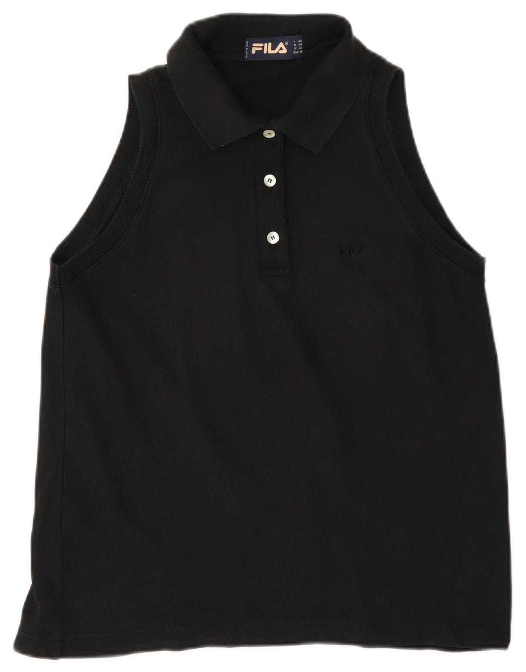 Fila Damen Ärmelloses Poloshirt IT 46 Large Schwarz