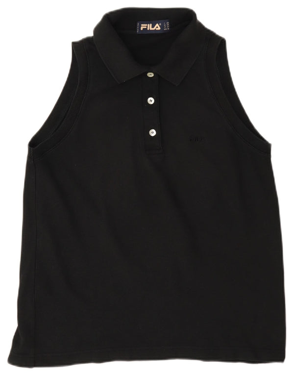 Fila Damen Ärmelloses Poloshirt IT 46 Large Schwarz