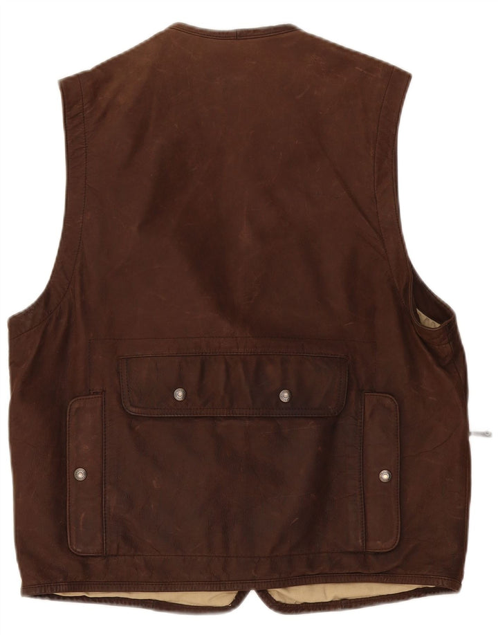 Banana Republic Herren Lederweste UK 38 Mittelbraun