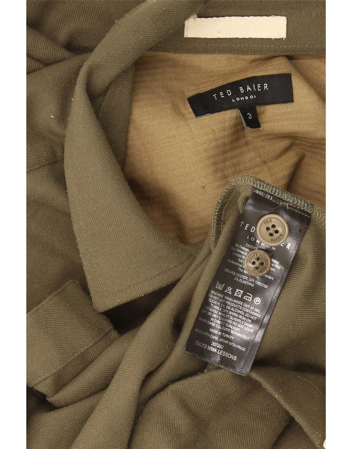 Ted Baker Herrenhemd Größe 3 Medium Khaki Polyester