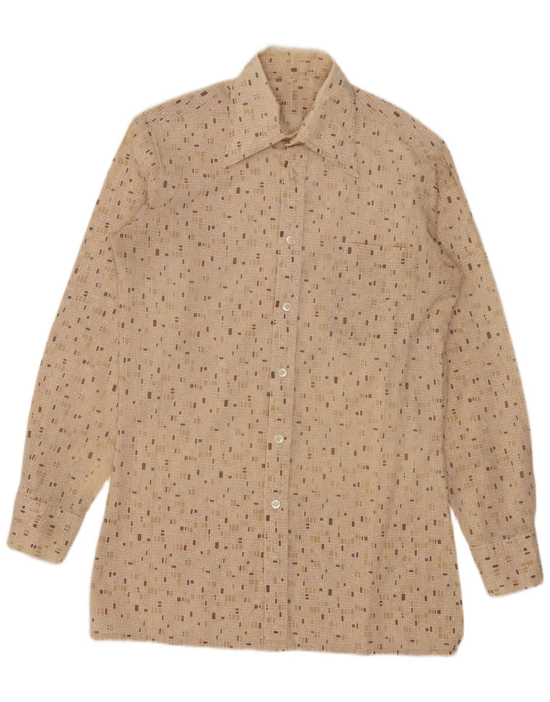 Vintage Herrenhemd klein beige geometrisch