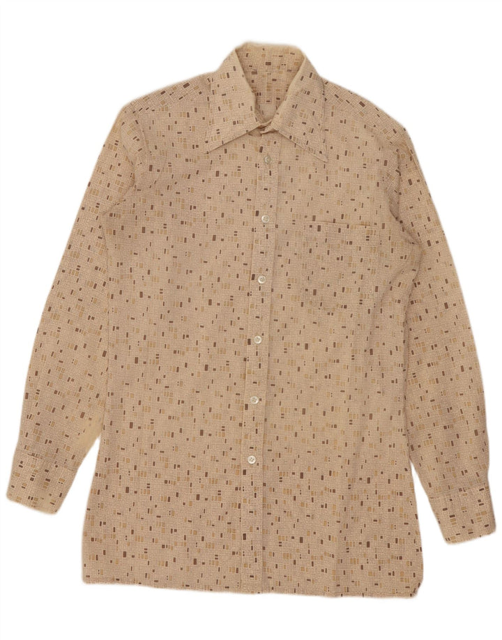 Vintage Herrenhemd klein beige geometrisch