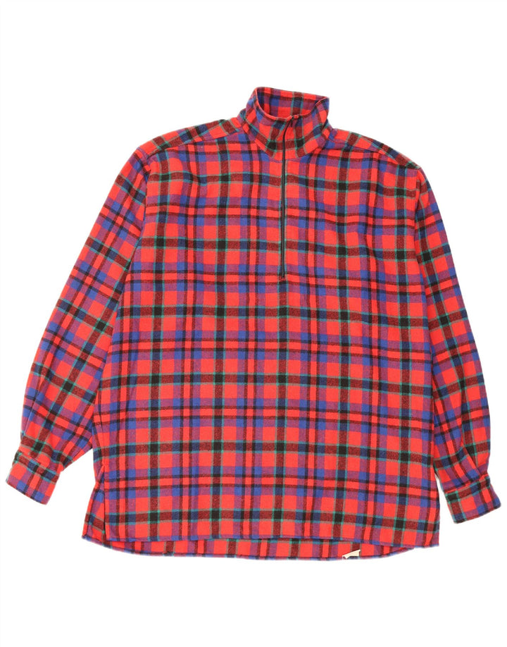 Vintage Herren Pullover Flanellhemd Großes rot kariertes Polyester