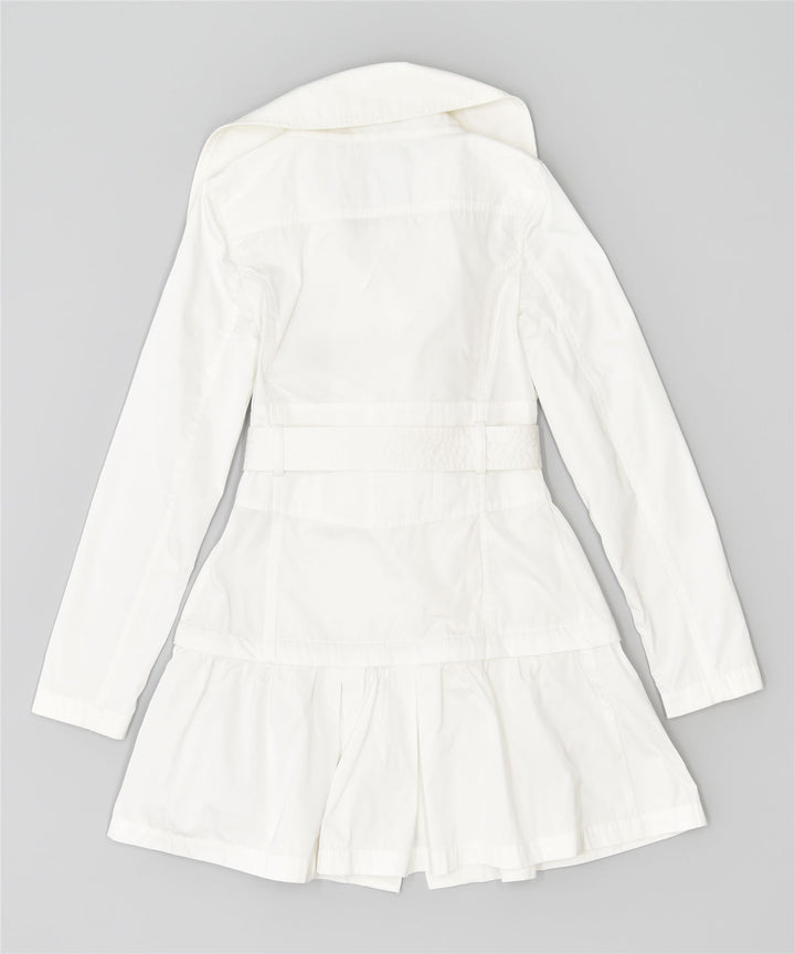 GUESS Damen Trenchcoat UK 8 Small Weiß Polyester