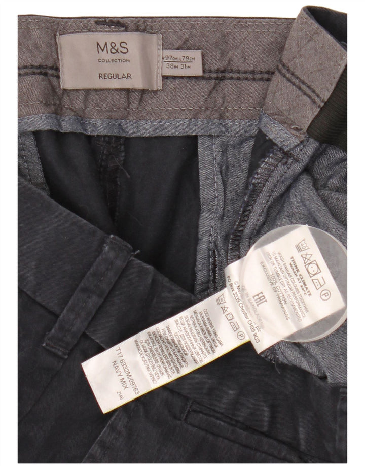Marks & Spencer Herren Straight Regular Chinohose W38 L31 Marineblau