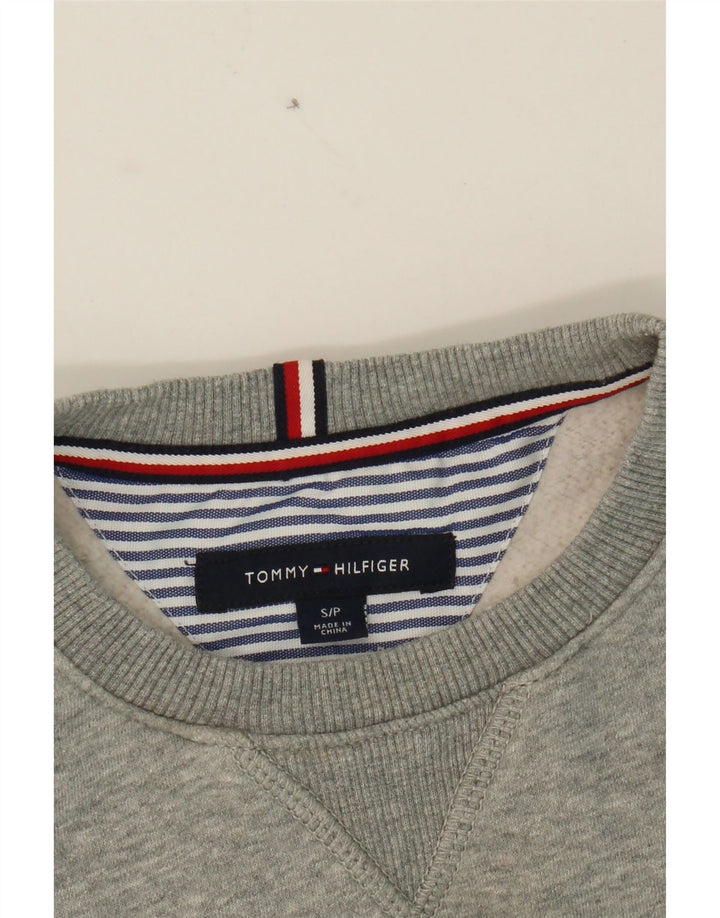 TOMMY HILFIGER Mens Graphic Sweatshirt Jumper Small Grey Vintage Tommy Hilfiger and Second-Hand Tommy Hilfiger from Messina Hembry 