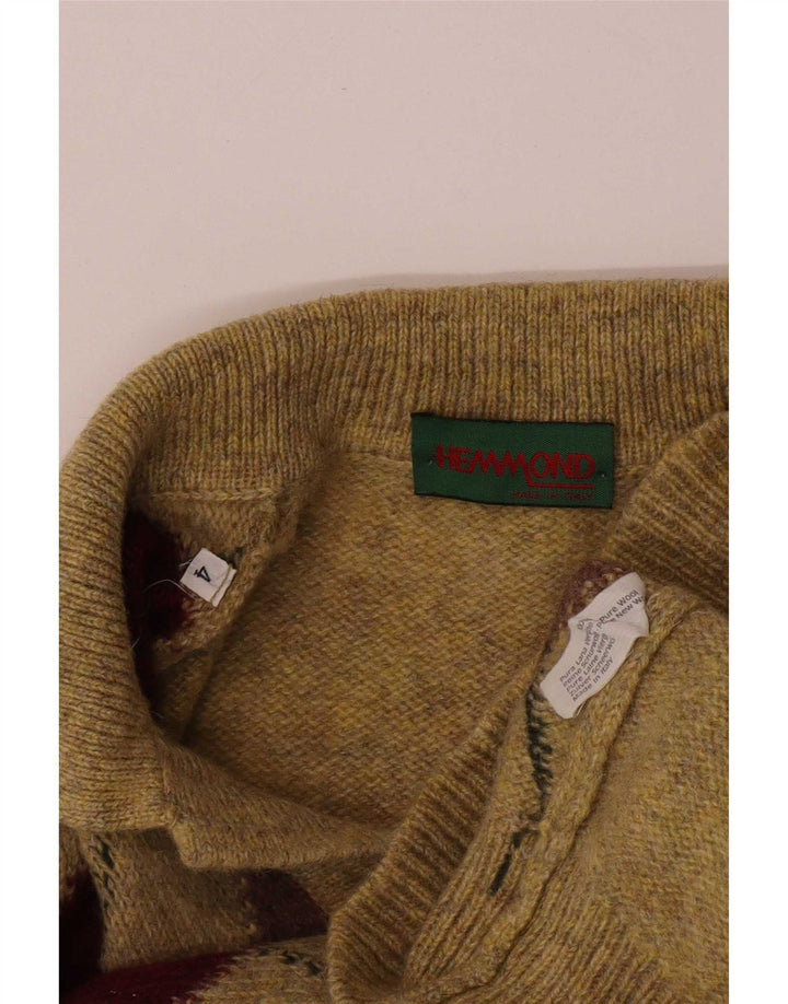 Hemmond Herren-Pullover mit Rollkragen, Mittelgelb, Argyle-Muster/Diamantmuster