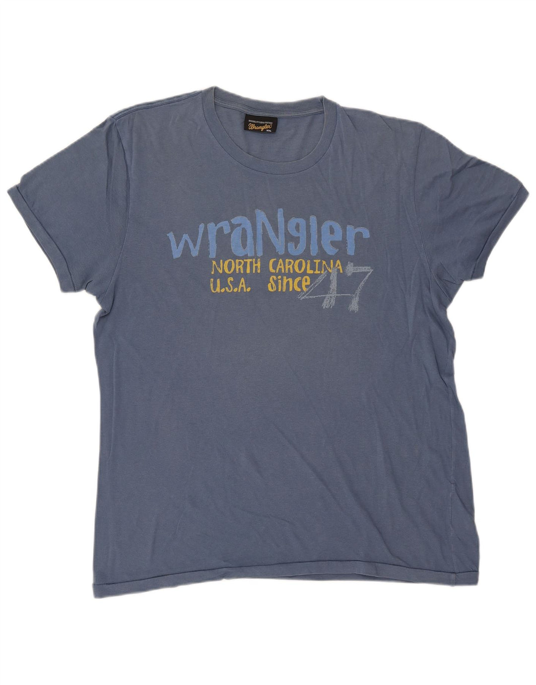 Wrangler Herren-T-Shirt mit Grafik, 2XL, blaue Baumwolle