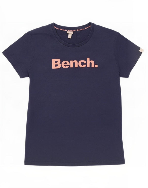 Bench Damen Grafik-T-Shirt-Oberteil UK 16 Large Marineblau Baumwolle
