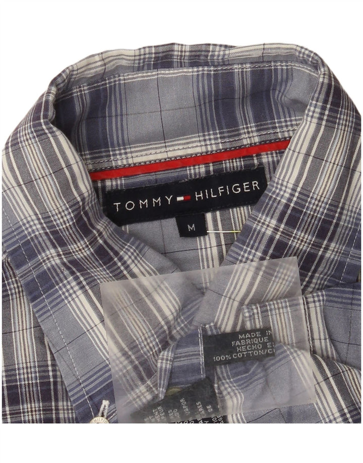 Tommy Hilfiger Herren-Kurzarmhemd aus mittelblau karierter Baumwolle